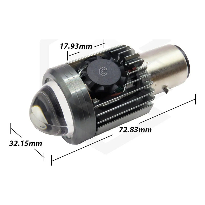 Foco Moto H4 Lupa Con Ventilador Ba20d Bicolor 6 Leds Csp