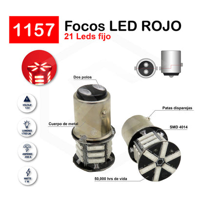 2 Focos 3157 1156 1157 7440 7443 1176 21 Leds Fijo Par Focos