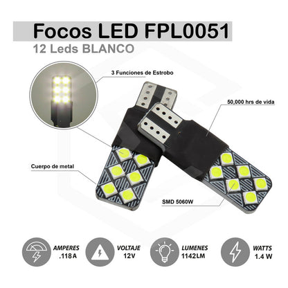 Par De Focos De Pellizco 12 Led 3 Funciones D Estrobo Canbus