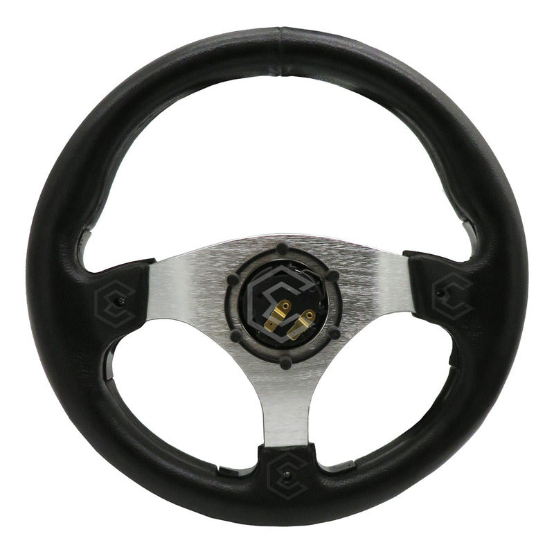 Volante Deportivo Universal De Metal Acabado Color Negro