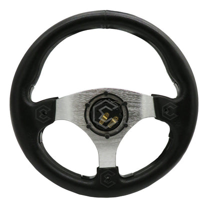 Volante Deportivo Universal De Metal Acabado Color Negro