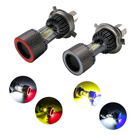 Foco De Carro Moto H4 Csp Led Bicolor Ojo Angel 2 Caras 22w