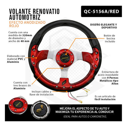 Volante Deportivo Universal De Metal Con 9 Pernos 320mm