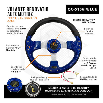 Volante Deportivo Universal De Metal Con 8 Pernos 320mm