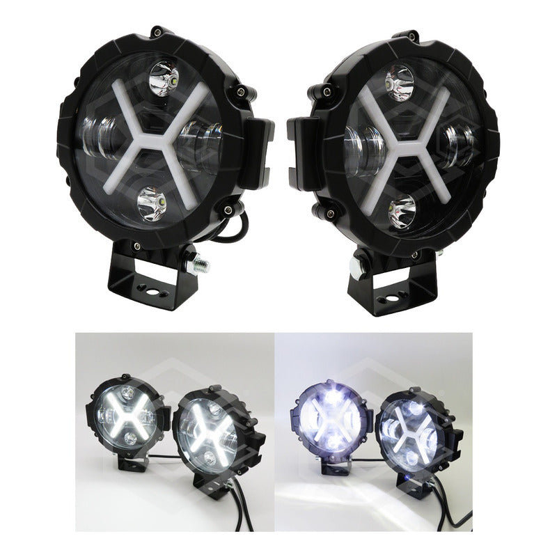 Faro De Led Auxiliar Luz Blanca En X 24000lm  6 Led 12-24v