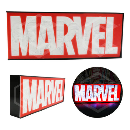 Lampara Led Marvel Letrero Relieve Decoración 25cm 3d Petg Rojo
