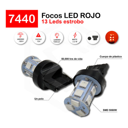 Par Focos 13 Led 7440 Cuarto Direccional Función Estrobo 12v