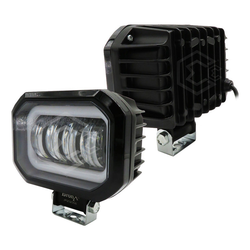 Par Faros Rectangular 4 Hiper Lupa Arillo Ángel Gel Estrobo