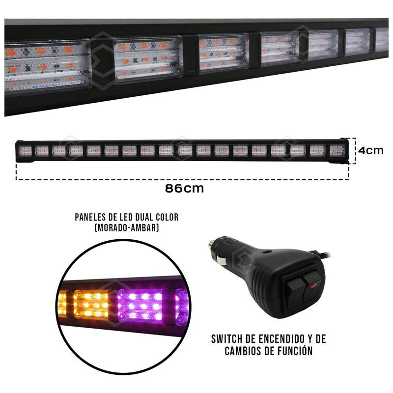 Barra 324 Led 19 Funciones 18 Módulos Bicolor Estrobo 12-24v