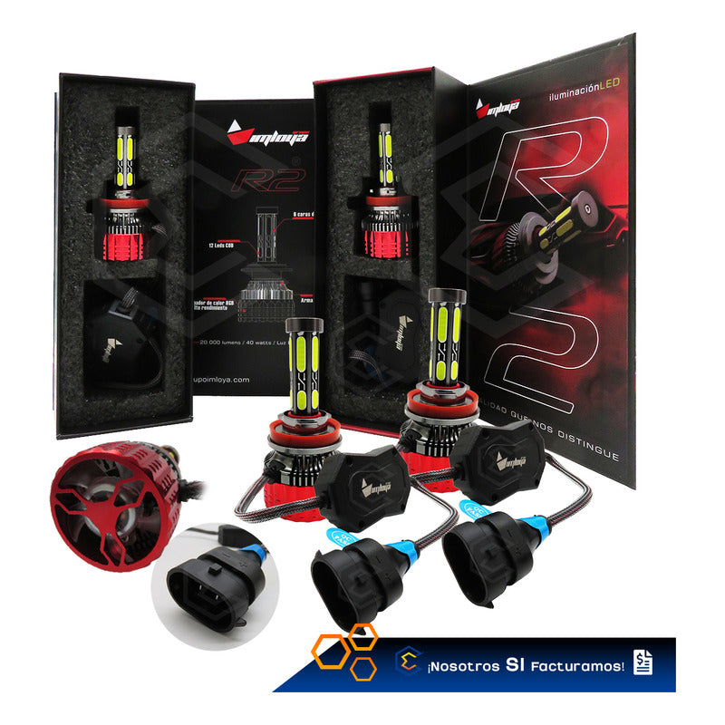 2 Focos Led H11 Ventilador Alta Baja Aro Luz 15,000lm 12-24v H11