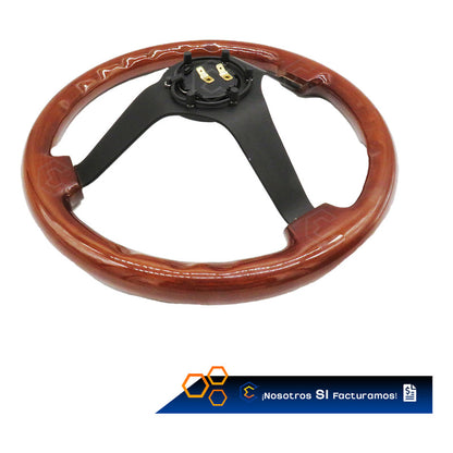 Volante D Madera Automotriz Universal Centro Negro Mate 35cm