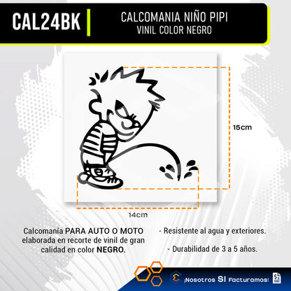 Calcomanía Niño Orinando Sticker Vinil Auto Moto 15cm X 14cm