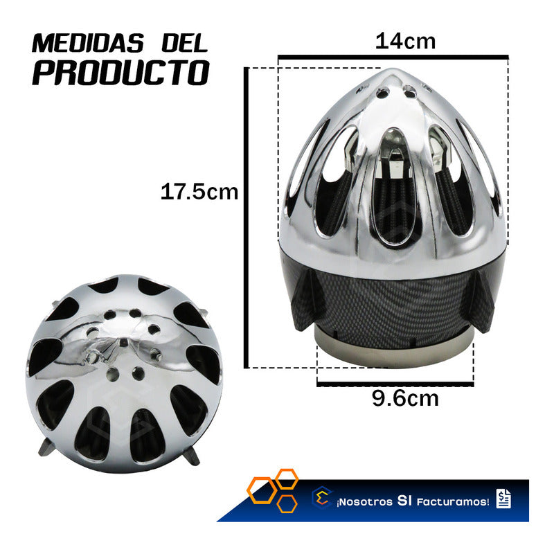 Filtro De Alto Flujo Universal Tipo Bala Cromado Abrazadera