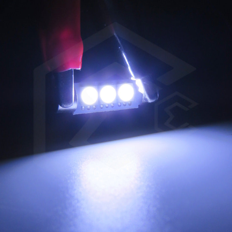 4 Focos Fusibles Festoon 28mm 31 Mm T6.3 Con 3 Led Viseras