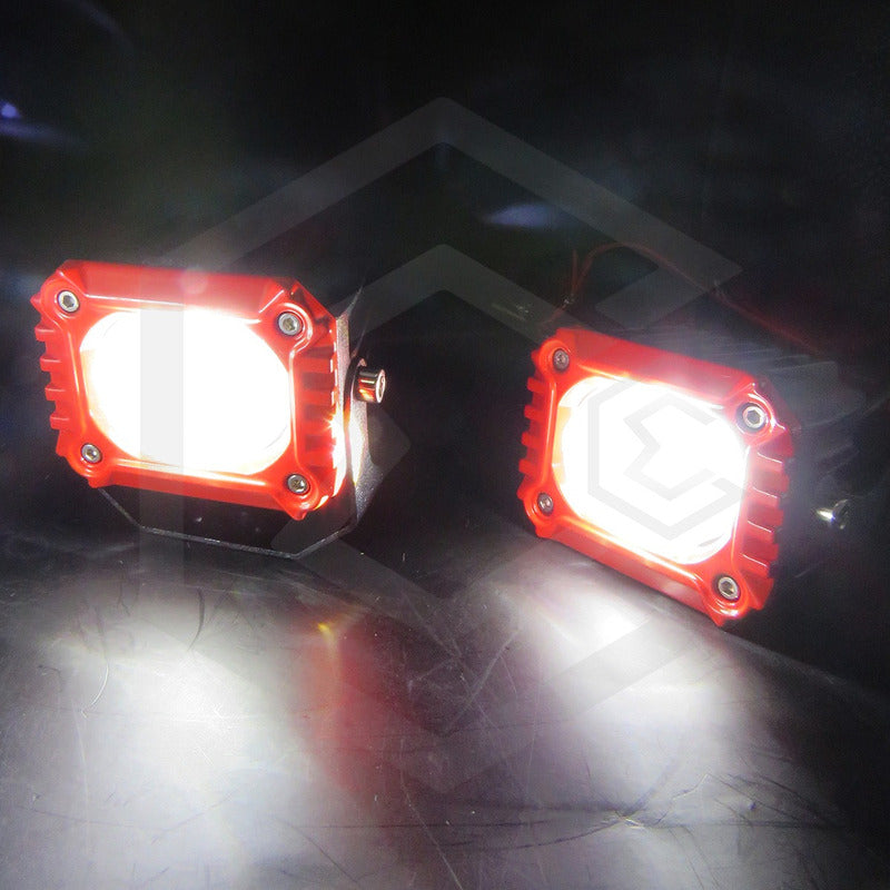 Par De Faros Con Lupa  10-30v Cuadrado Blanco/ambar 16000lm