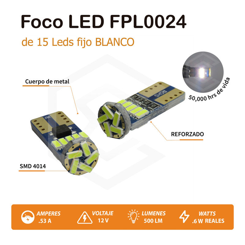 Foco Led T10 Pellizco Tablero 250lm Can-bus Auto - Moto 2pz