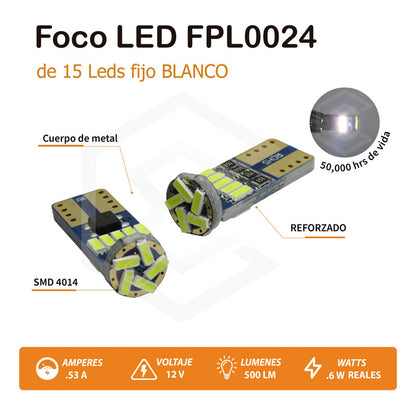 Foco Led T10 Pellizco Tablero 250lm Can-bus Auto - Moto 2pz