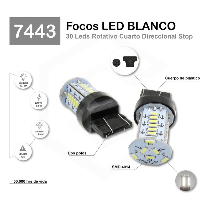 2 Focos Calavera 1157 1156 3157 7440 7443 30 Led Estrobo 12v