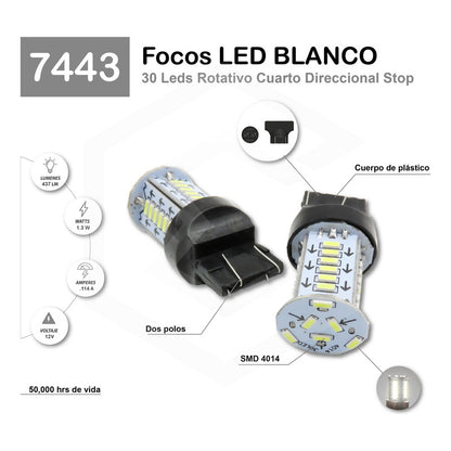 2 Focos Calavera 1157 1156 3157 7440 7443 30 Led Estrobo 12v