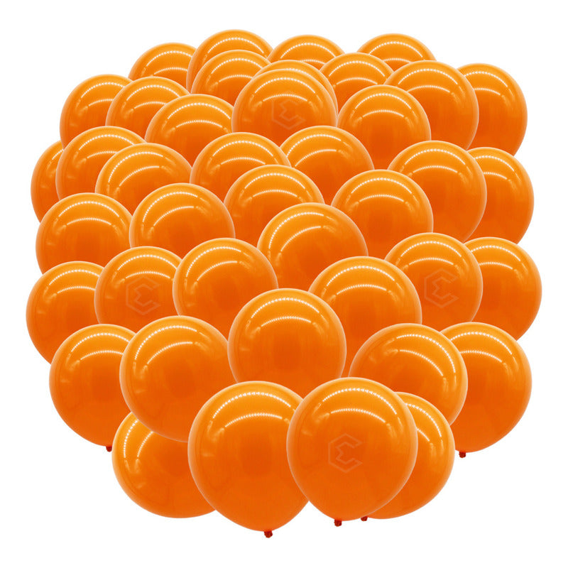 Bolsa 100 Globos Naranja Brillosos #10 Fiestas Bodas Latex