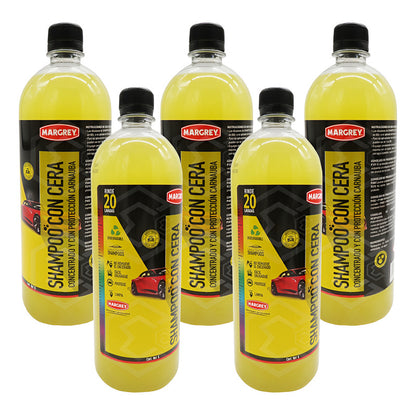 5 Shampoo Con Cera Platinum Auto Moto 1l Alta Espuma Margrey