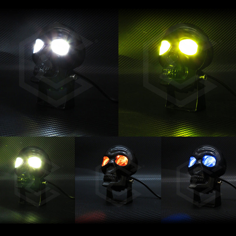 Par Faros 18 Leds 2 Lupas Rgb Calavera 12 Funciones 12-24v