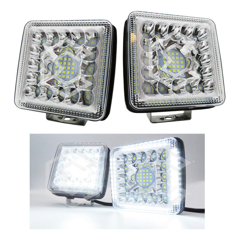 Par De Faros 77 Leds Auxiliares Luz Fija Aro De Luz 10-30v