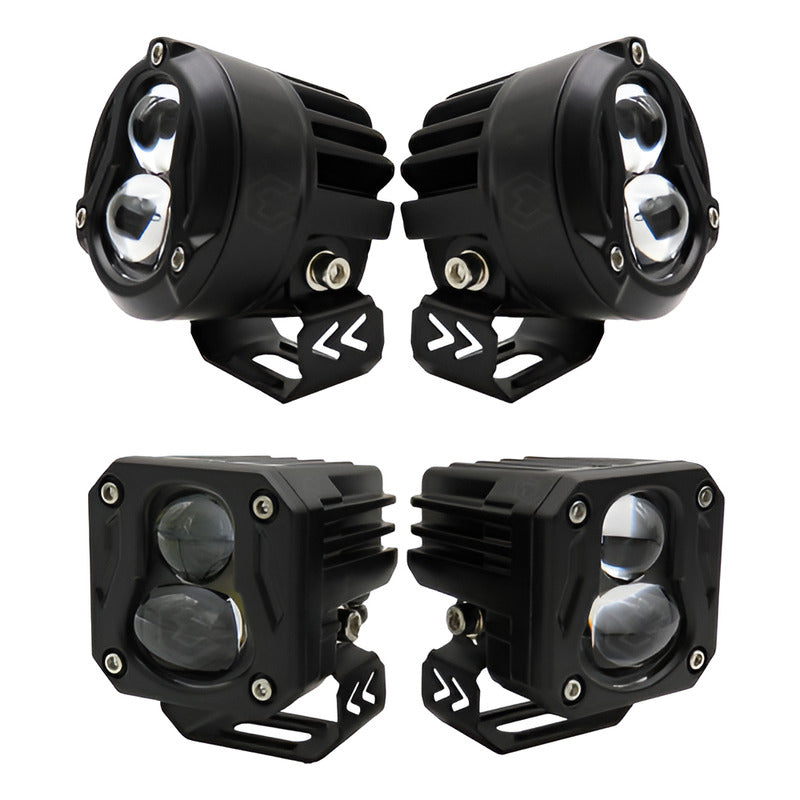 Faro Cuadrado O Redondo Lupa Bicolor 18,000lm 7 Led Uso Rudo