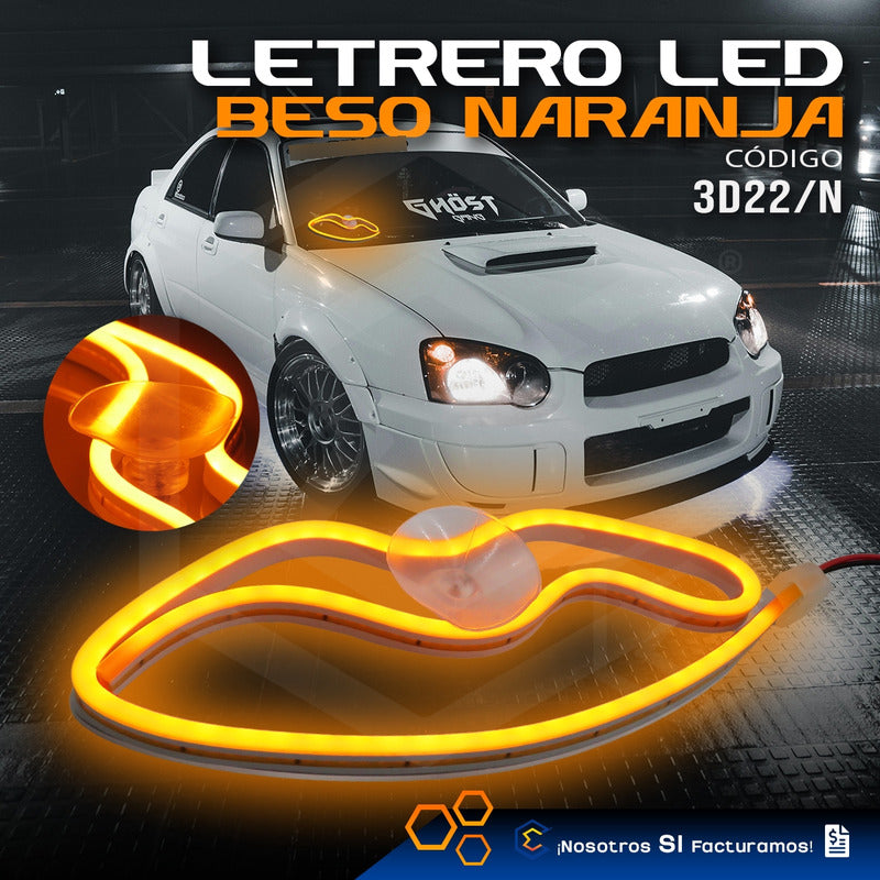 Figura Beso Led Luz Neon Parabrisas Chupón Grande 26cm 12v
