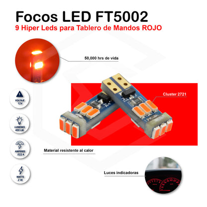 Kit 10 Focos De Pellizco T5 9 Hiper Leds Cluster 2721 1w 12v