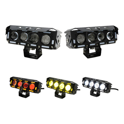Par De Faros 28 Leds Bicolor 4 Lupas Con Ventilador 10-30v