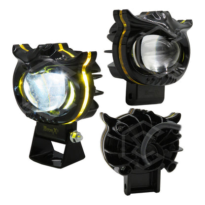 Par Faros 6 Leds 1 Lupa Bicolor Fijo Estrobo Cíclope 12-24v