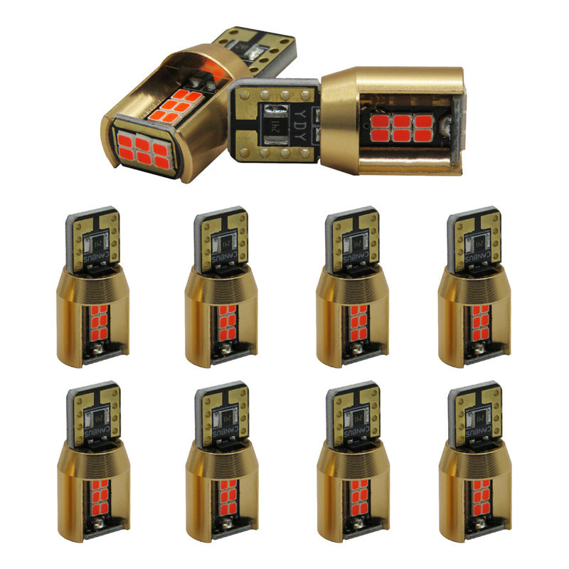 Kit De 10 Focos De Pellizco T10 18 Leds Canbus Aluminio 12v