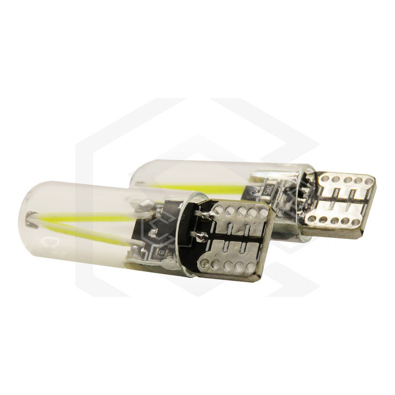 Par Focos De Pellizco Led Cob Vidrio Filamento Canbus T10 W5