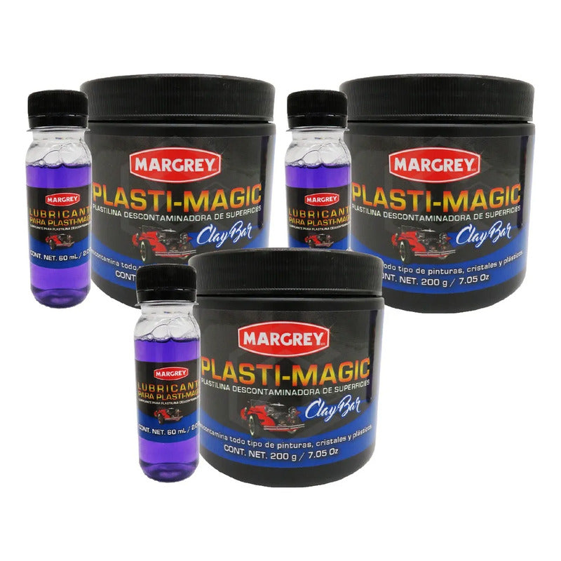 3 Plastilina Arcilla Descontamina Plásti Magic 200gr Margrey Negro