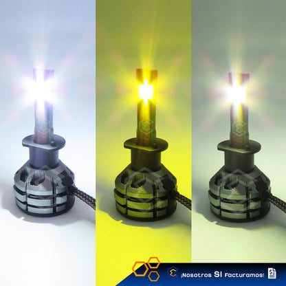 2 Focos Led H1 Ventilador Alta Baja Tricolor 18,000lm 12-24v H1