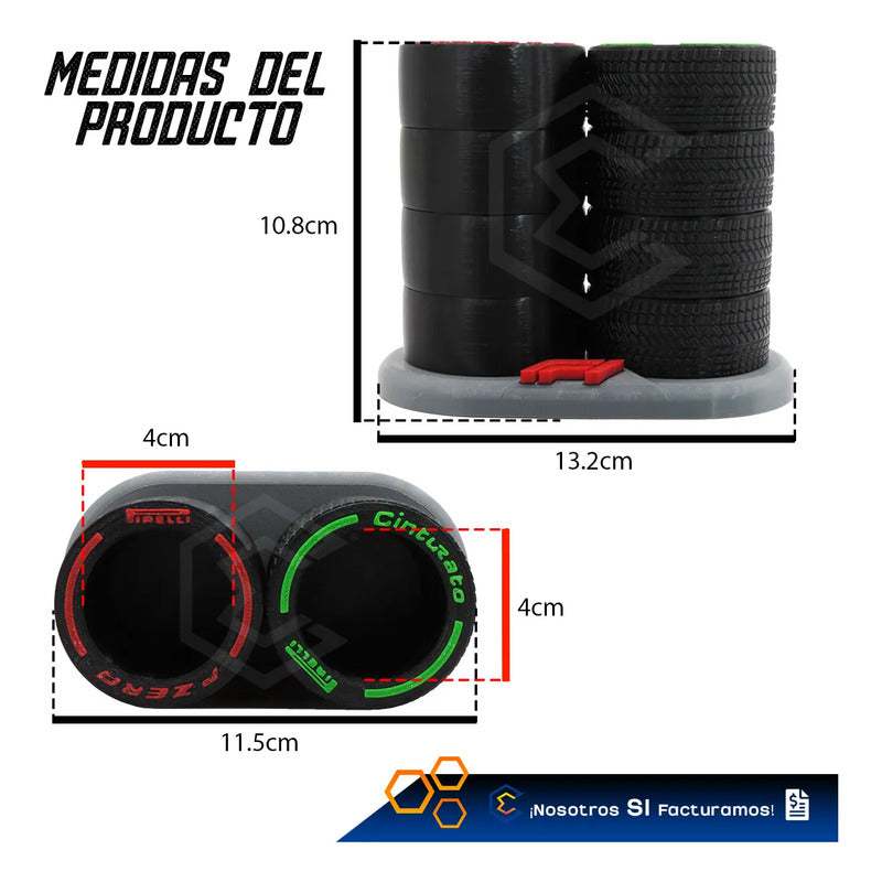 Portalápices Llantas Organizador De Escritorio F1 Pirelli 3d