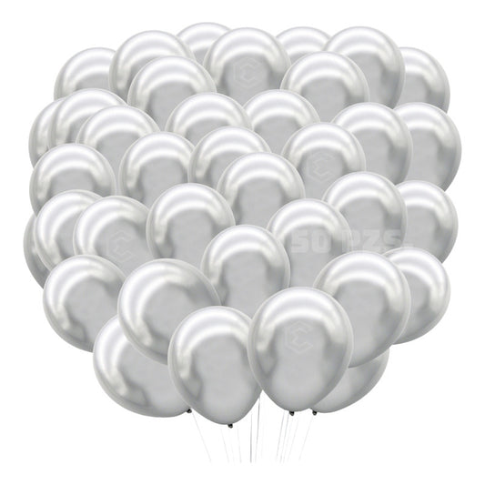 Bolsa 50 Globos Plata Metálico #10 Fiestas Y Bodas Latex