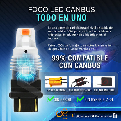 Par De Focos 3157 12 Leds Csp Canbus Fijo 10-60v 10w 1100lm