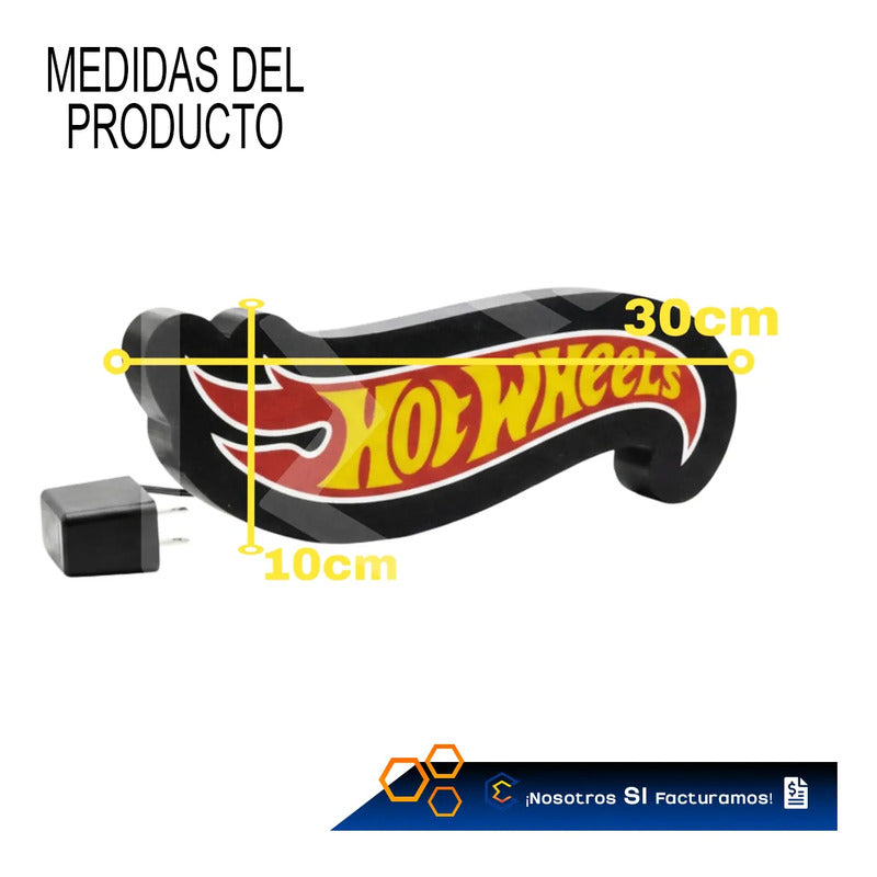 Lampara Led Hot Wheels Escritorio Decoración 30cm 3d Petg Negro