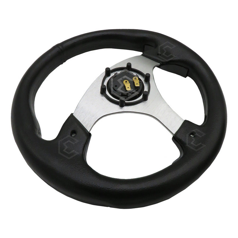 Volante Deportivo Universal De Metal Acabado Color Negro