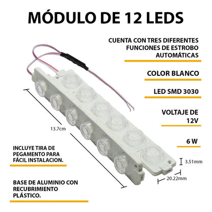 10 Módulos 12 Leds Código 3 Funciones Grúa Torrera 6w