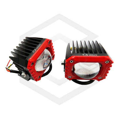 Par De Faros Con Lupa  10-30v Cuadrado Blanco/ambar 16000lm