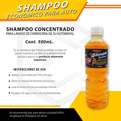 5 Shampoo Espumoso Auto Concentrado Acabado Brillante 500ml