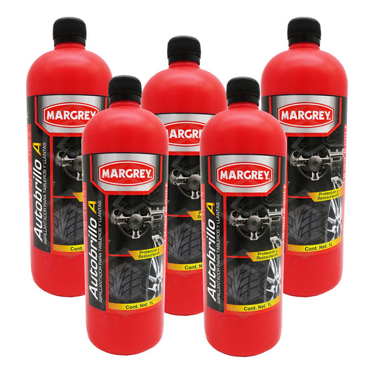 5 Autobrillo A 1l Abrillanta Protege Tablero Llanta Margrey Blanco