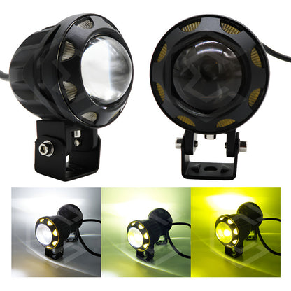 Par De Faros 16 Leds Lupa Blanco Ambar Flood Alta Baja 9-30v