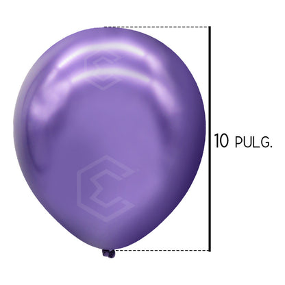Bolsa 50 Globos Morado Metálizado #10 Fiestas Y Bodas Latex