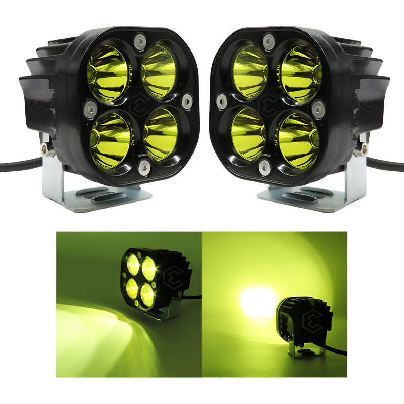 Par Faros Auxiliares Exploradores 4 Leds Ámbar Fijo 12-24v