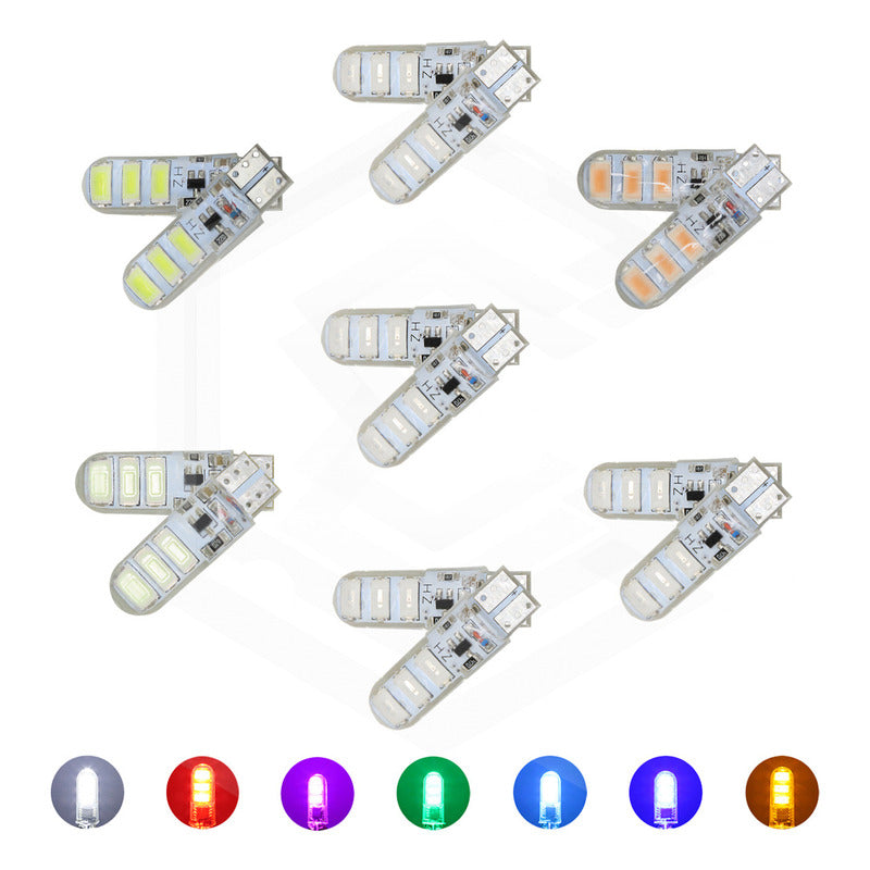 Kit 10 Focos Pellizco Gel T10 Fijo + Estrobo 6 Leds Canbus