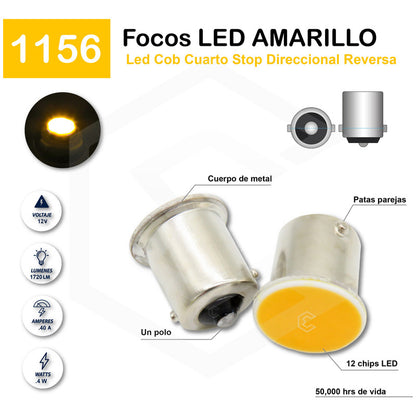 4 Focos 1156 1157 Led Cob Cuarto Stop Direccional Reversa